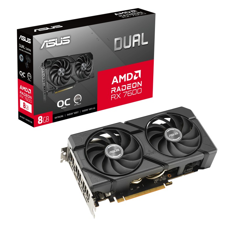 ASUS VGA RADEON RX 7600, DUAL-RX7600-O8G-EVO, 8GB GDDR6, HDMI/3DP, 90YV0LD0-M0NA00