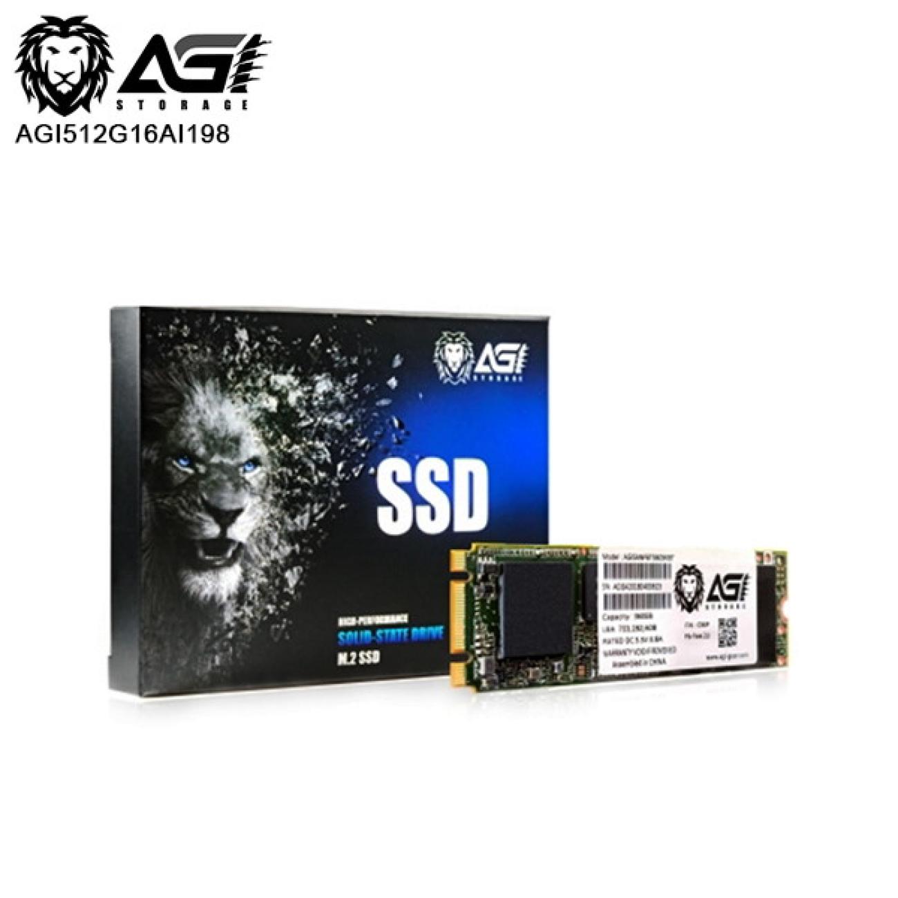 AGI SSD INTERNO AI198 512GB M.2 PCIE R/W 2050/1630 TLC GEN 3X4 AGI TECHNOLOGY