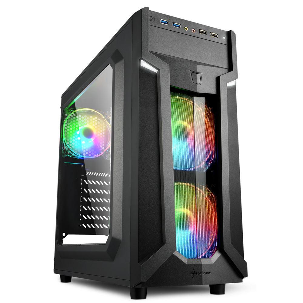 SHARKOON CASE VG6-W RGB, ATX, 2XUSB2, 2XUSB3, 6 SLOTS, 2X120 LED FRONT 1X120 REAR, WINDOW...