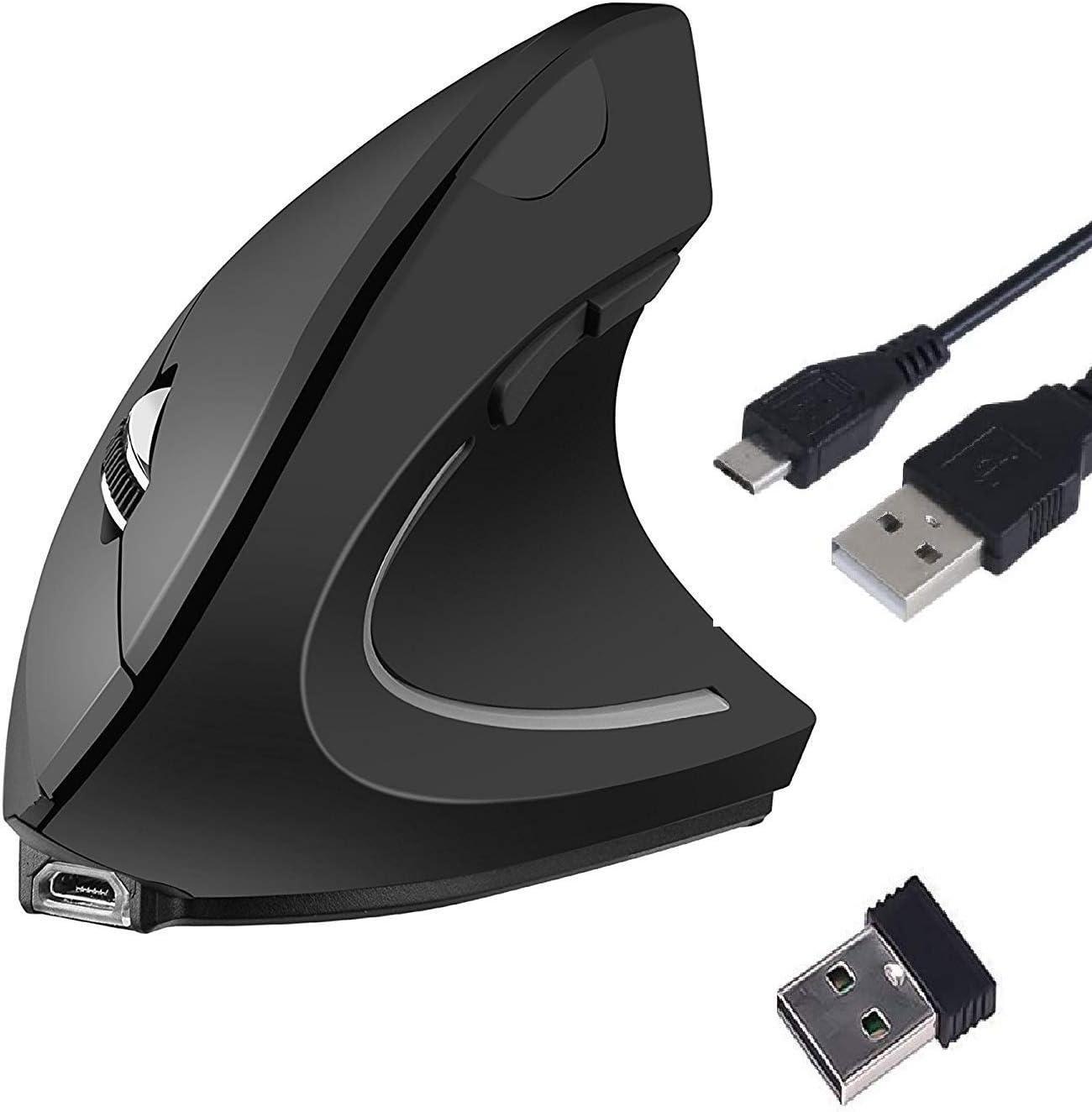 TUCANO MOUSE VERTICALE ERGONOMICO WIRELESS RICARICABILE,6 TASTI, NERO TUCANO