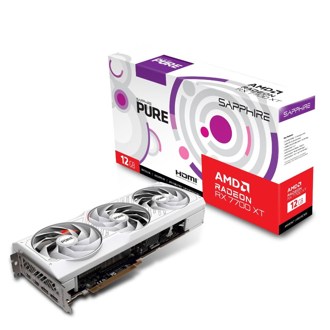 SAPPHIRE VGA RADEON RX 7700 XT, PURE RX 7700 XT GAMING OC, 12GB GDDR6, DUAL HDMI / DUAL DP SAPPHIRE