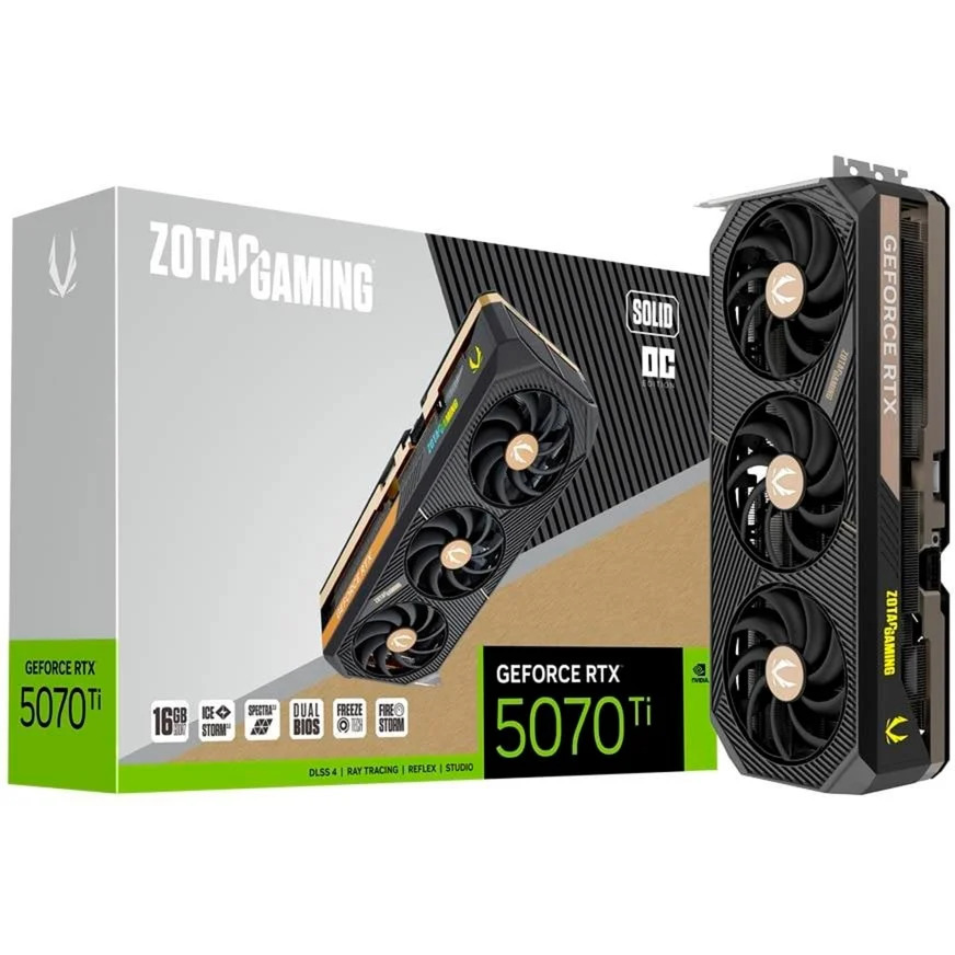 PRE-ORDINE! Zotac GeForce RTX 5070 Ti SOLID OC 16GB GDDR7 DLSS4 1*HDMI/3*DisplayPort PCi Ex 5.0 16x