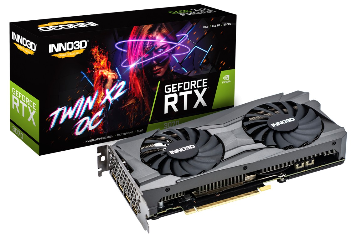 INNO3D VGA GEFORCE RTX 3070, RTX 3070 TWIN X2 OC LHR, 8GB GDDR6, 3DP/HDMI