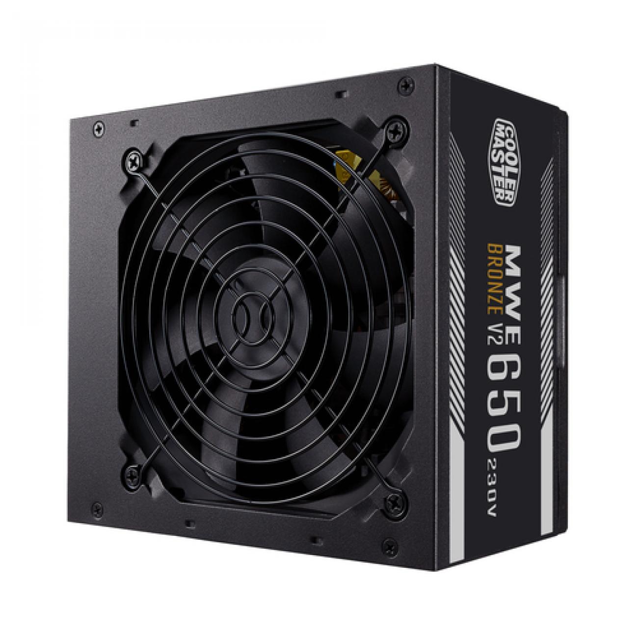 COOLER MASTER ALIMENTATORE MWE 650W V2 230V 80PLUS BRONZE ATX 120MM FAN ACTIVE, NON MODULARE