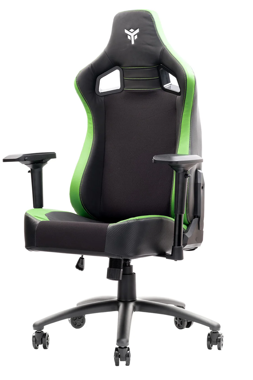 itek Gaming Chair SCOUT PM30 - PVCe Tessuto, Braccioli 4D, Nero Verde