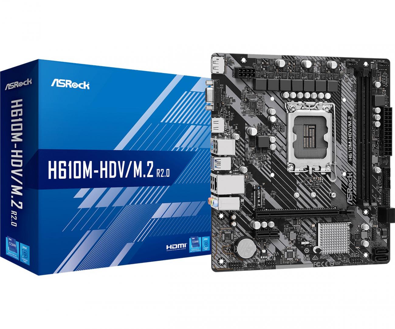 ASROCK MB H610, H610M-HDV/M.2 R.0, LGA 1700, 2DDR4, M2, MATX ASROCK