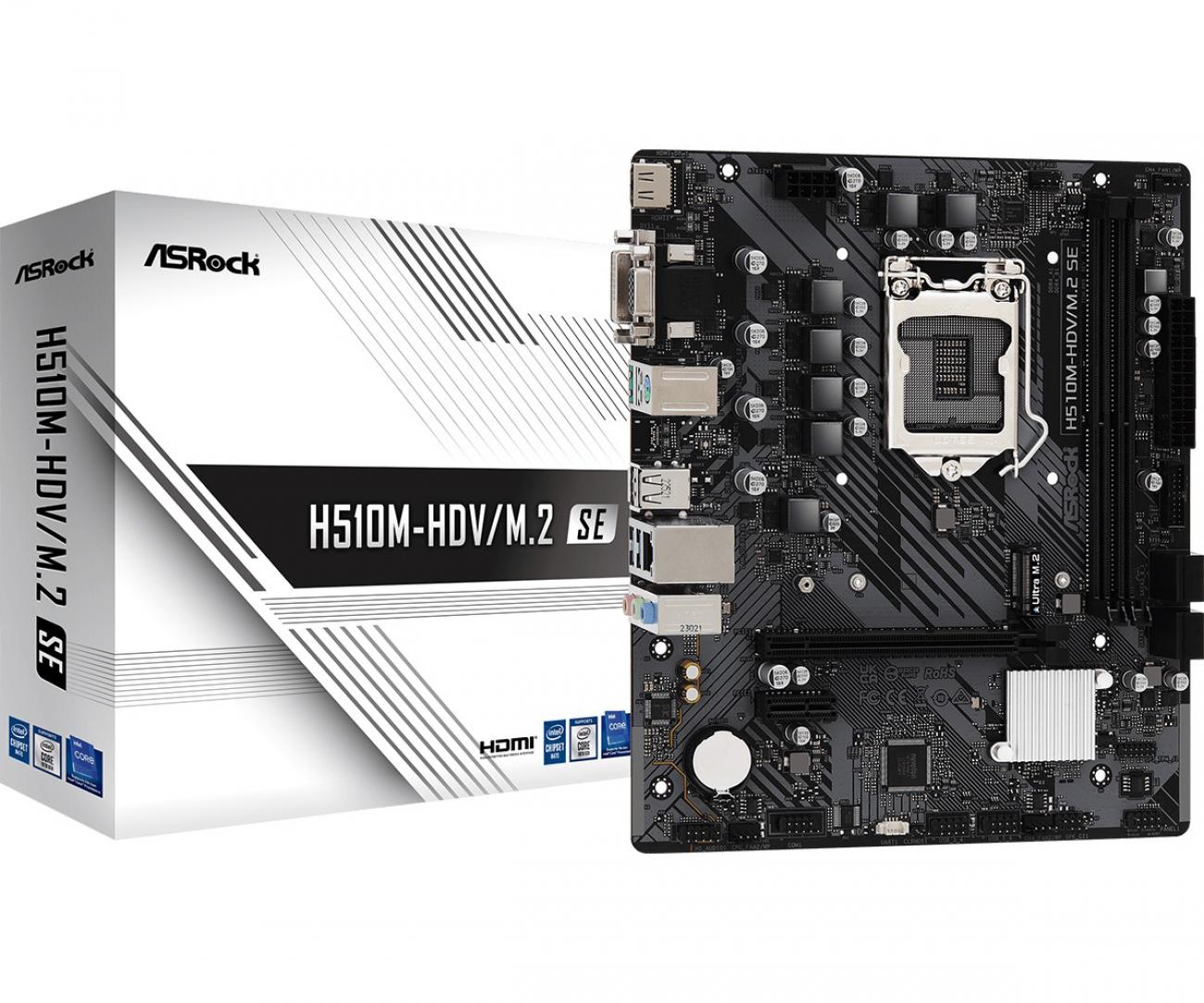 ASROCK MB H510, H510M-HDV/M.2 SE, LGA 1200, 2DDR4, M.2, GLAN, VGA/DVI/HDMI ASROCK