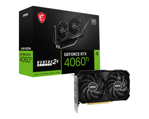 MSI VGA GEFORCE RTX 4060 TI, RTX 4060 Ti VENTUS 2X BLACK 16G OC, 16GB GDDR6, DP*3/HDMI, ATX, DUAL...