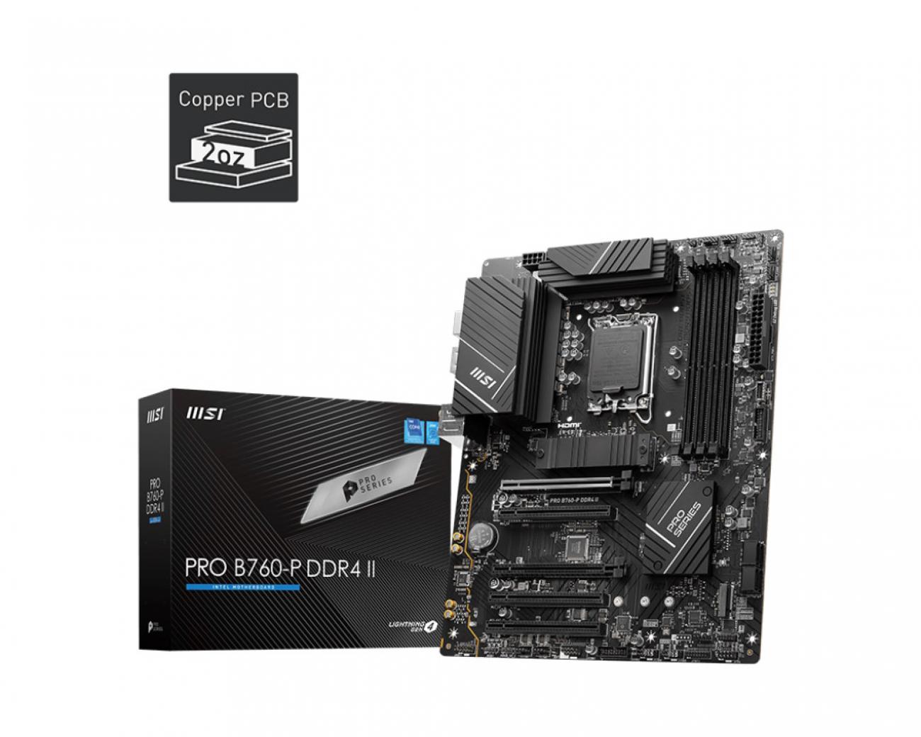 MSI MB B760, B760-P PRO, LGA1700,4DDR4,5PCI-EX16,M.2(1*KEY E+2*KEY M),4SATA3,1USB3.2