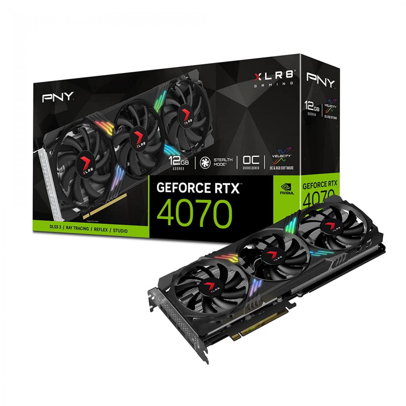 PNY VGA GEFORCE RTX 4070 SUPER, RTX 4070 SUPER 12GB XLR8 GAMING VERTO TRIPLE FAN OC DLSS 3 PNY