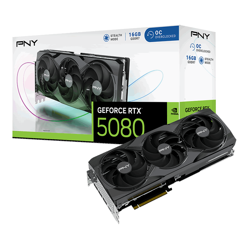 PRE-ORDINE! PNY VGA GEFORCE RTX 5080, 16GB GDDR7, OVERCLOCKED TRIPLE FAN, DLSS4