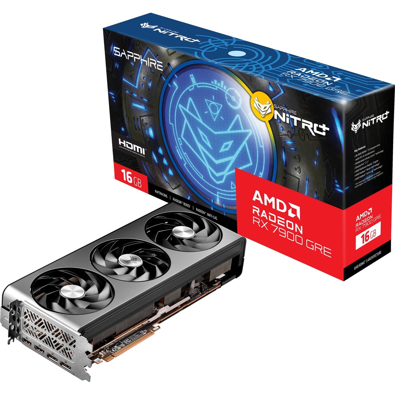 SAPPHIRE VGA RADEON RX 7900 GRE, NITRO+ RX 7900GRE GAMING OC, 16GB GDDR6, 2HDMI/2DP, LITE SAPPHIRE