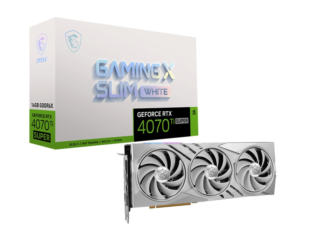 MSI GeForce RTX 4070 ti Super 16G Gaming X Slim White GDDR6X DLSS3 2*HDMI/2*DP PCi Ex 4.0 16x