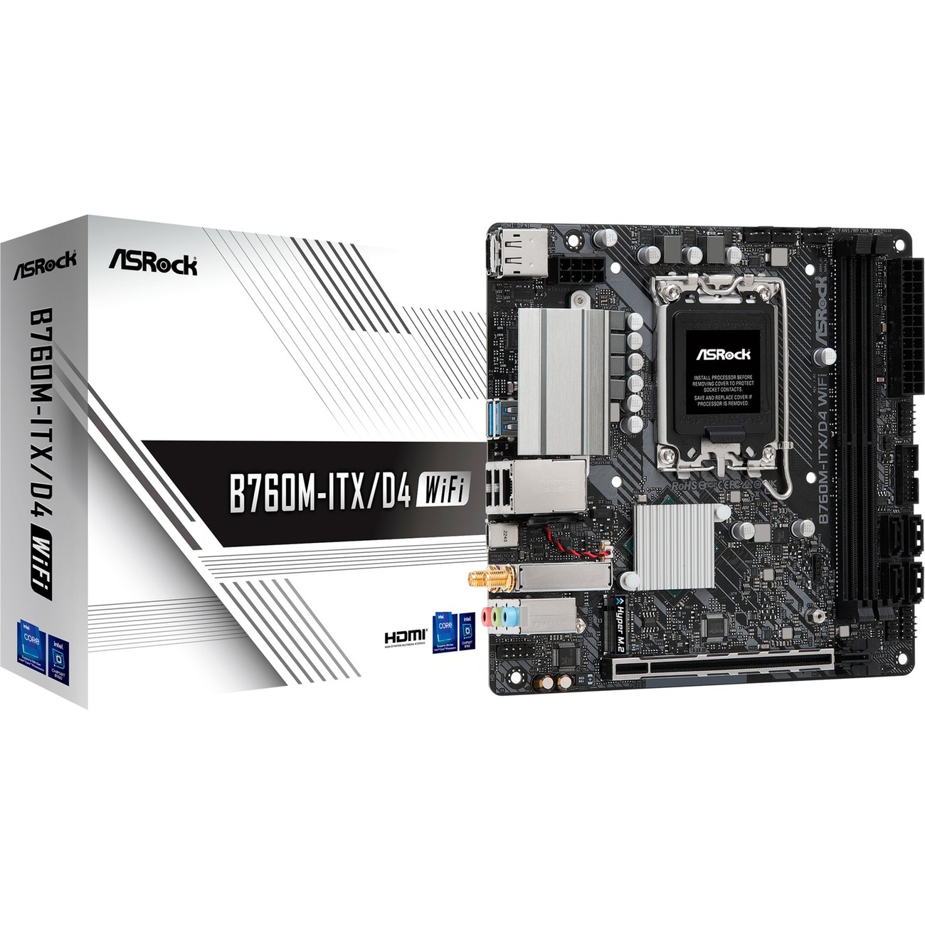 ASROCK MB B760, B760 ITX, LGA1700 2 x DDR4 DIMMs MINI ITX WIFI ASROCK