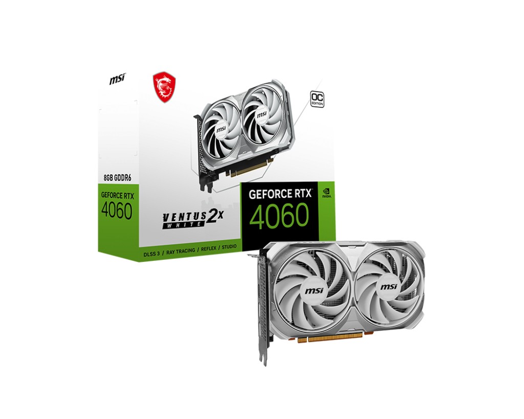 MSI GeForce RTX 4060 Ventus 2X White 8G OC GDDR6 DLSS3 1*HDMI/3*DP PCi Ex 4.0 16x MSI Microstar