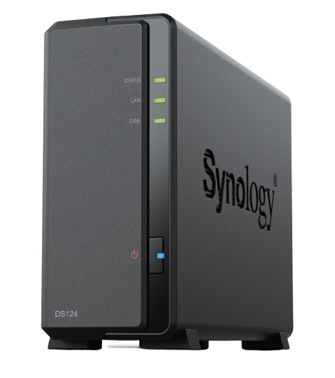 Synology NAS DS124 1-Bay 2.5"/3.5" SSD/HDD, Realtek RTD1619B 1GB D4, 2xUSB3, RJ45