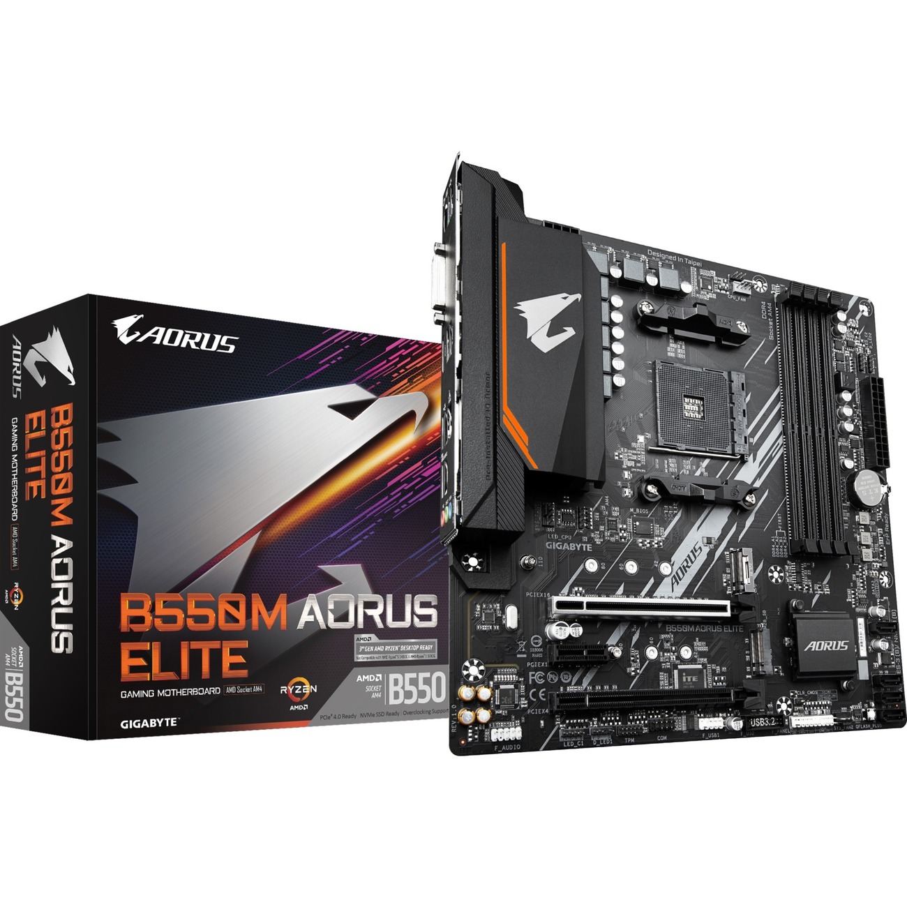 Gigabyte B550M Aorus Elite AMD B550 4*DDR4 2*M.2 4*SataIII skAM4 DVI/HDMI mATX