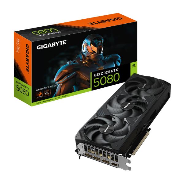 PRE-ORDINE! GIGABYTE GeForce RTX 5080 Windforce OC SFF 16GB GDDR7 DLSS4 1*HDMI/3*DisplayPort PCi...