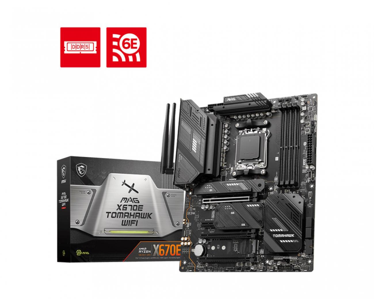 MSI MB AMD X670, X670-E TOMAHAWK AM5 4DDR5,3PCI-Ex16,1PCI-Ex1,4M.2,4SATA3,1USB3.2Gen2x2,4USB3