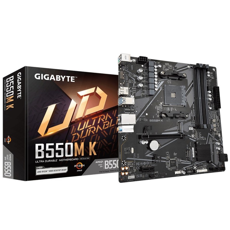 Gigabyte B550M K AMD B550 4*DDR4 2*M.2 4*SataIII skAM4 Displayport/HDMI mATX